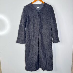 Reformation Black Fuzzy Long Coat Size Small
